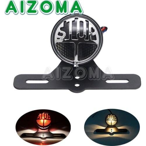 Universal Motorcycle Retro Rear Tail Brake Stop Light Lamp License Plate Mount For Harley Chopper Bobber Honda Ducati Taillight