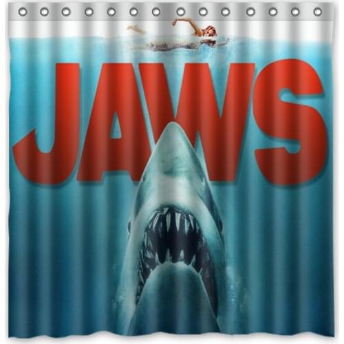 High Quality Polyester Shower Curtain Jaws Modern Design Waterproof Fabric Curtains For Bathroom 72*72inch
