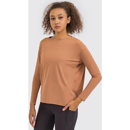 Fitness Womens Shirt Yoga Long Sleeve Female Sport Yoga Top Slim Running Gym Clothing Loose Casual Light Breathable Round Neck
