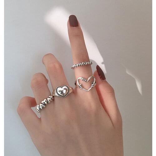 Minimalist Silver Color Rings for Women Fashion Creative Hollow Irregular Geometric Birthday Party Jewelry Gifts Adjustable Ring