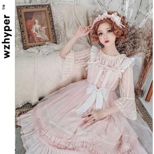 Top Quality Gothic Lolita Dress Soft Sisiter Victorian Medieval Lace Dress Women Princess Dress Halloween Costume for Girl