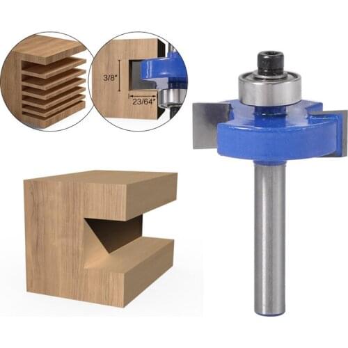 1Pcs 6.35mm Shank Bearing T-Sloting Router Bit Bit Wood Slot Alloy Trimming Machine Milling Cutter For Woodworking Grooving