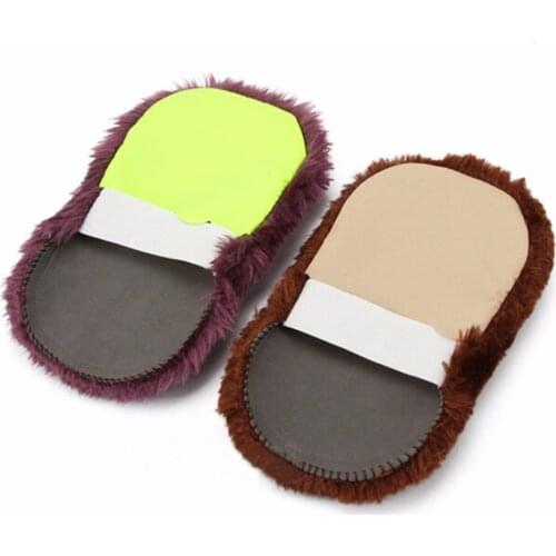 1Pcs Soft Wipe Shoes Mitt Cleaning Gloves Wool Polishing Shoes Clean Shoe Care Brush Random Colors