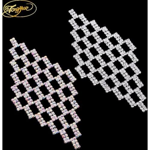 14.5*7cm Rectangle Shape Zricon Alloy Pedestal DIY Sewing Applique Wedding Dress Decoration Rhinestone Crafts