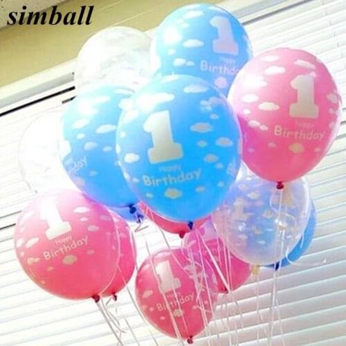 20pcs/lot 12inch Happy Birthday Party Decoration Boy Girls 1st Birthday Latex Balloons Festival Balls Baby Shower Party Supplies