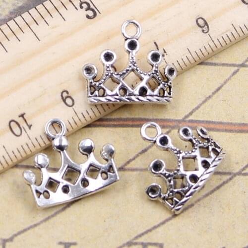 20pcs Charms Crown 16x18mm Tibetan Silver Color Pendants Antique Jewelry Making DIY Handmade Craft Pendant