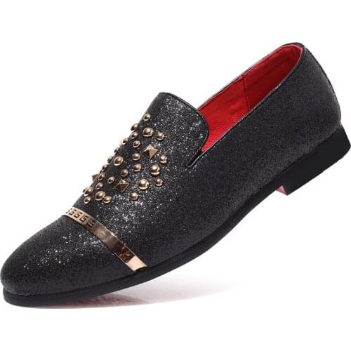 2019 Sparkling Men Formal Shoes Elegant Men Wedding Party Dress Leather Shoes Mens Gift Loafers Big Size 38-48