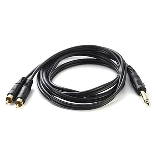 5pcs/lot 1/4'' 1.5m Mono TS 6.35mm Male to Double RCA Male Jack Audio Cable For Mixer Sound Console Amplifier Home Theater