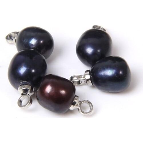 6*7mm 10PCS Black Natural Pearl Pendants Water Drop Pearl Pendant Charms for Jewelry Making Parts&Accessories DIY Craft Findings