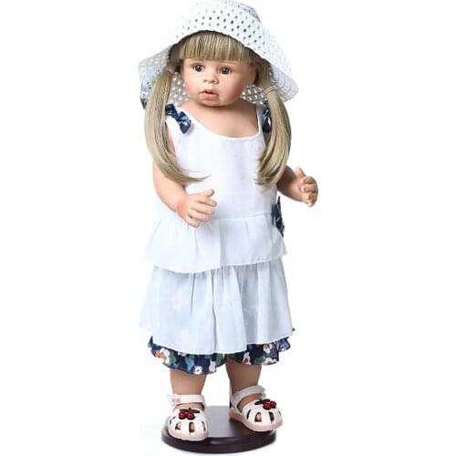 70CM Full silicone vinyl toddler princess girl doll toy like real 1-year-old size child clothing photo model big dress up doll