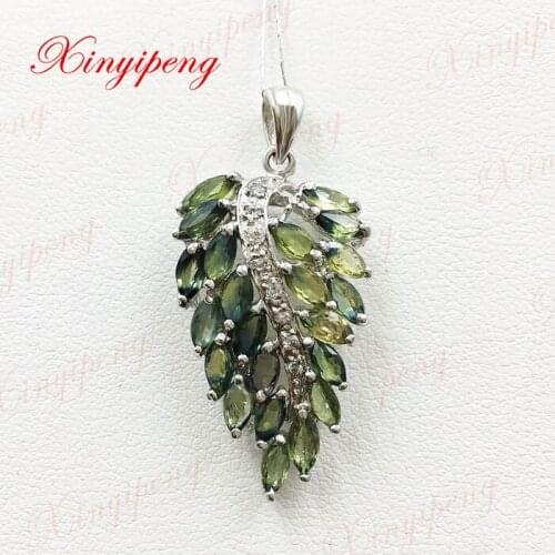 925 silver inlaid natural sapphire pendant shield Ms luxury generous Precious jewelry