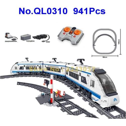 Ql0310 941pcs Rc Remote Control Electric Motor High-speed Train Railway Rail 1 Building Blocks Toy