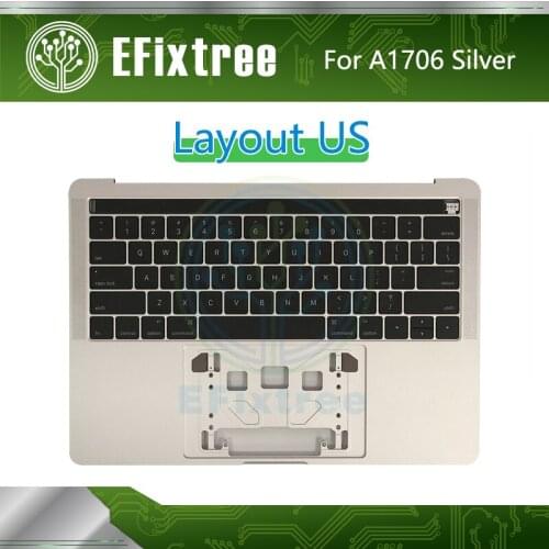 US Silver Topcase C Case Housing Palmrest For Macbook Retina 13'' A1706 Top Case With Keyboard Layout 2016 2017 Year English