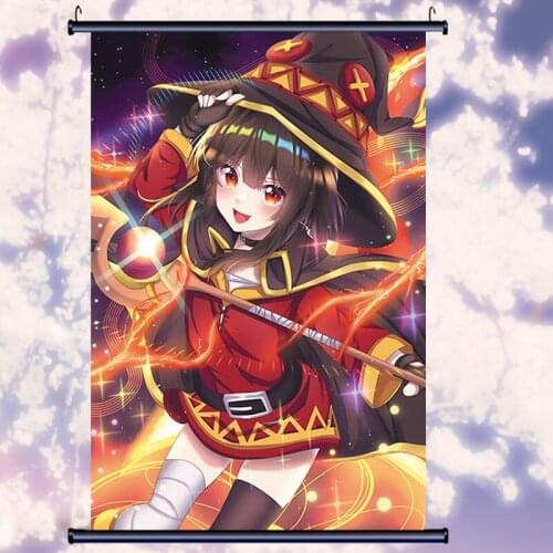 Anime Konosuba Kono Subarashii Sekai ni Shukufuku Wo Aqua Anime Painting Fabric Wall Scroll poster cosplay Home Wall Decor Gifts