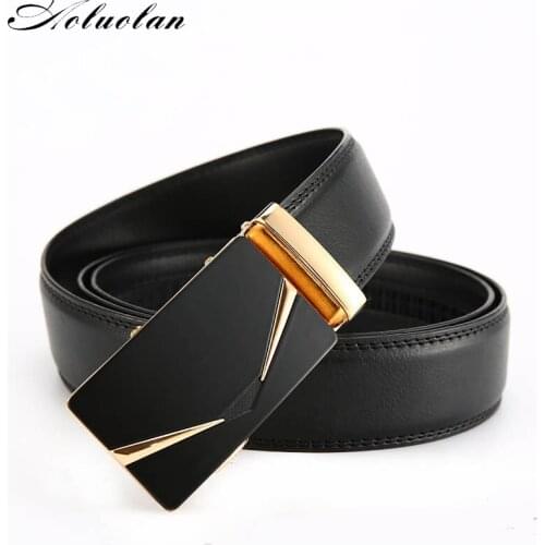 Aoluolan Hot sale New Fashion Business Belts Luxury Automatic Buckle Genuine Leather Belts For Men Waist