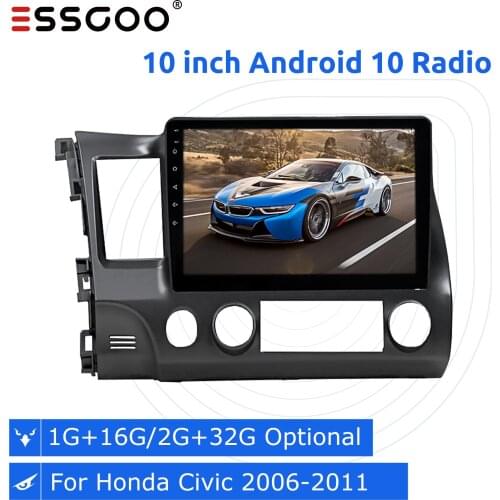 ESSGOO 10'' Car Radio Bluetooth Autoradio Android 9.0 For Honda Civic 8 2006-2011 Auto Multimedia Video Player GPS 2din 2 din