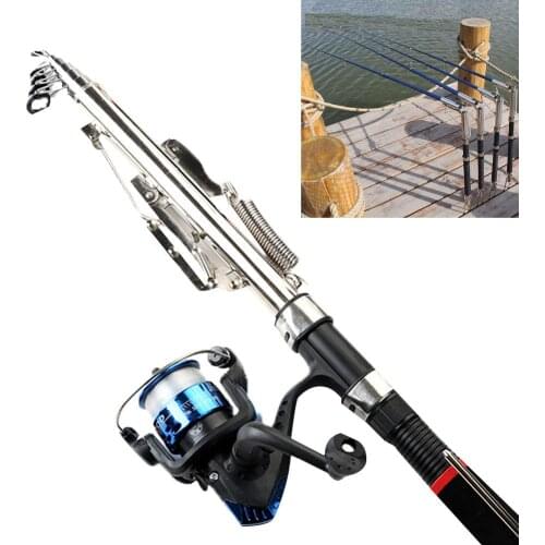 Hot 2.1m 2.4m 2.7m Stainless Steel Spinning Telescopic Automatic Fishing Rod Pole hot