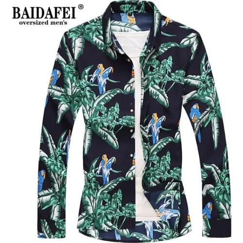 BAIDAFEI Men Floral Dress Shirts Long Sleeve Casual Button Down Flower Shirts 2021 Spring Autumn New Men Slim Fit Designer Shirt