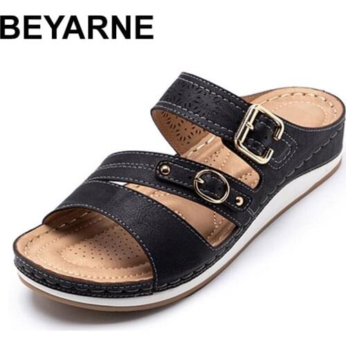 BEYARNE 2021 Summer Platform Women Sandals Shoes With Metal Buckle Fashion Ladies Thickened Flat Shoes Sandals Sandalias De Las