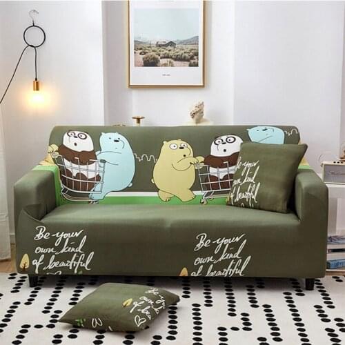 Cute Bear Elastic Sofa Slipcovers Stretch Sofa Cover for Living Room Sectional Corner Chair Protector Couch 1/2/3/4 Seater