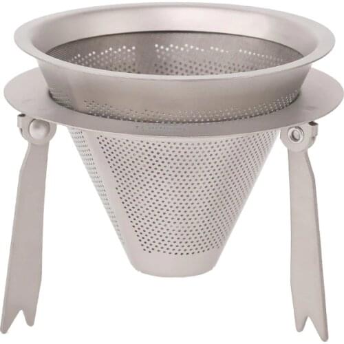 Double Layer Titanium Coffee Filter Holder Pour Over Coffees Dripper Mesh Coffee Tea Filter Basket Tools Camping Picnic