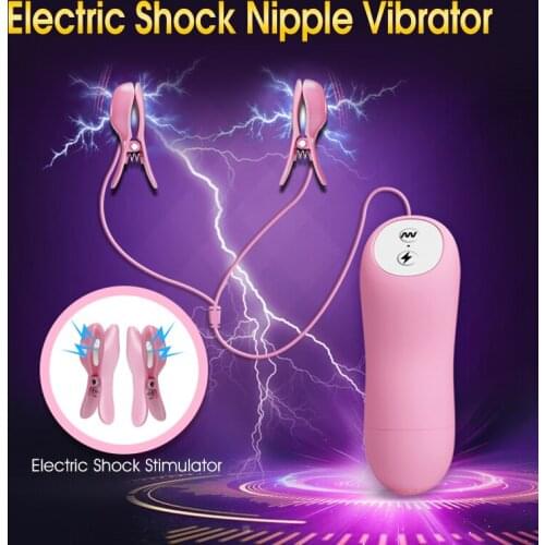 Erotic Sex Shop Electro Shock Nipple Clamps Vibrator Stimulator Breast Massager Nipple Clips Vibrator Adult Sex Toys for Woman