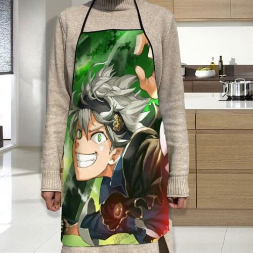 Custom Black Clover Apron Dinner Party Cooking Apron Adult Baking Accessories Waterproof Fabric Printed Cleaning Tools