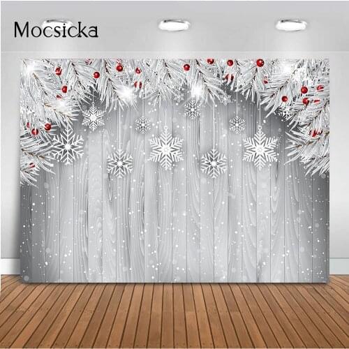 Snow Wood Kids Portrait Photography Backdrop Glitter Snowflake Shiny Dots Background for Photo Studio Photocall Pine Forest Prop