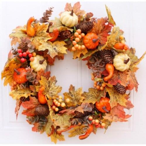 Halloween Maple Leaf Garland Props Door Hanging Rattan Pumpkin Lantern Berry Rattan Halloween Bar Decorations