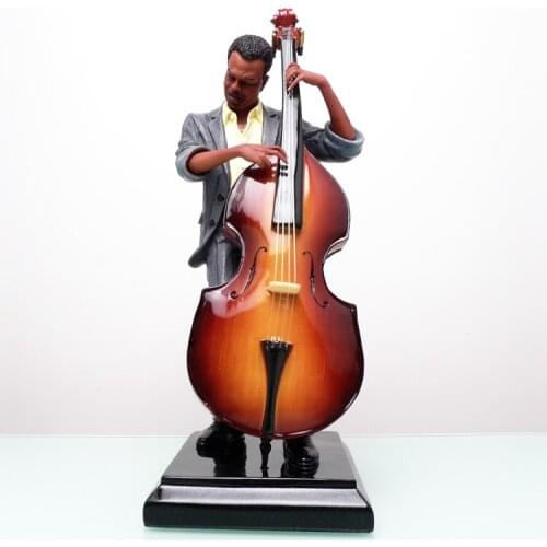 TEMPLE PAINTED AMERICAN JAZZ MUSIC BIG BASS PLAYER RESIN FIGURES HIGH QUALITY ORNAMENTS KTV BAR CAFE CREATIVE DECORATION
