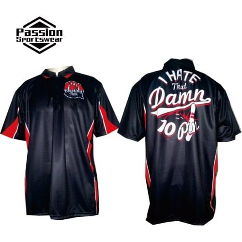 MOQ 5pcs Custom Sublimated Free Design Polo Passion Bowling Shirt Short Sleeve