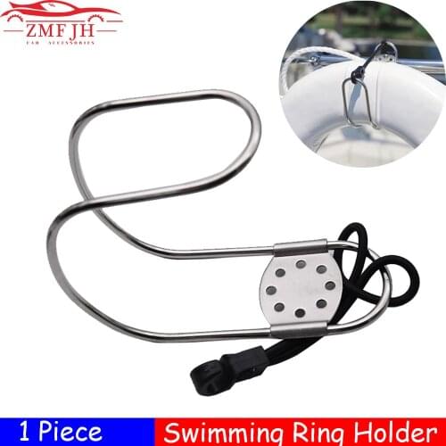Boat Accessories Marine Stainless Steel Horseshoe Lifebuoy Bracket Life Buoys Ring Holder Swimming Ring Holder Adjustable Rail