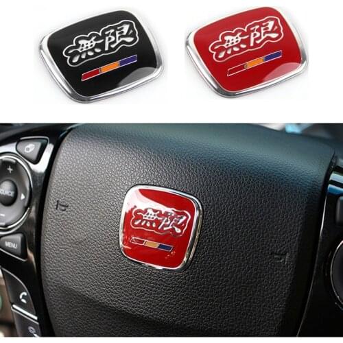 Mugen Power Red And Black Steering Wheel Cover Wheel Hub Caps Racing Emblems For Honda Civic Jazz Accord