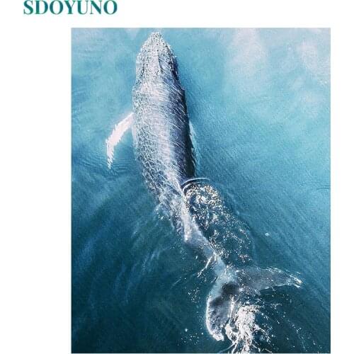 SDOYUNO 60x75cm Paint By Numbers Kits DIY Animals Oil Painting By Numbers On Canvas Whale Frameless Digital Handpaint Home Decor