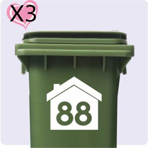 3 X Wheelie Bin Numbers DUST BIN Customized Number/ HOUSE NUMBER STICKER