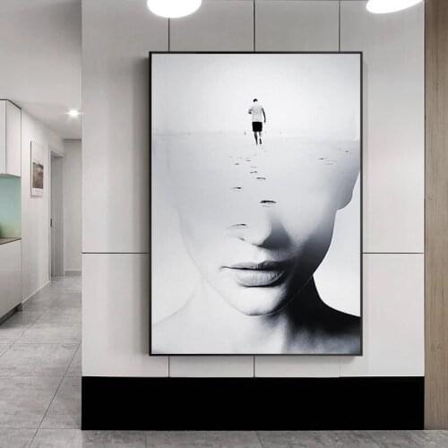 Nordic Style Brainstorming Wall Art Canvas Abstract Girl Paintings On The Wall Modern Cuadros Pictures For Living Room Decor