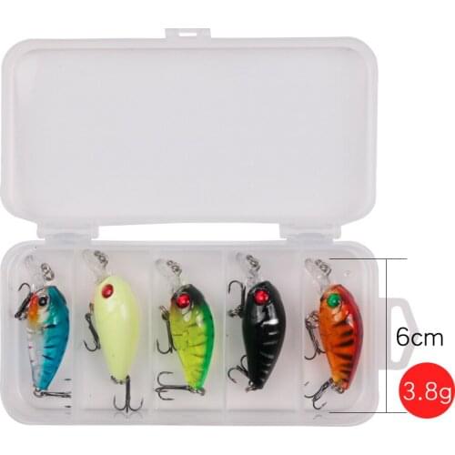 New Hot Promotion Fishing Transparent Fishing Lure Set 5 Pcs/Group Of 5 Colors 4.5cm Small Fat Fishing Lure Fishing Accessories