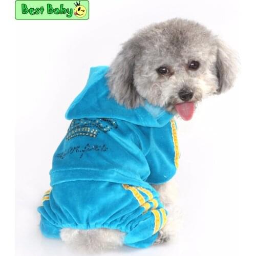 Bling Velvet Pet Dog Clothes Sweatshirts Rhinestone Crown Wear Luxury Animals Jumpsuit For Chihuahua Yorkshire Puppies Supplies