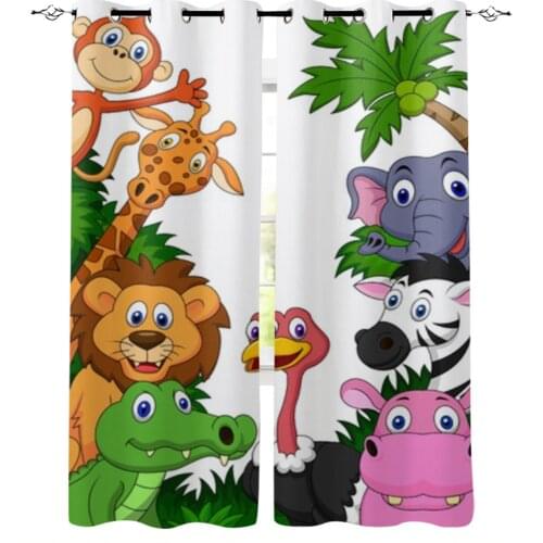 Zoo Cartoon Animal Zebra Giraffe Window Curtains for Living Room Luxury Kitchen Bedroom Drapes Home Decor Backdrop Curtain