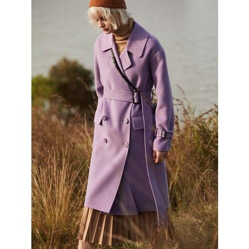 Australian Wool Hepburn High End Double Faced Cashmere Overcoat Womens Mid Long 2021 New 100% Pure Wool Overcoat