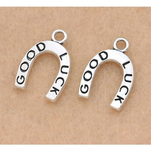 KJjewel Antique Silver Plated Good Luck Stirrup Charm Pendant fit Bracelet Necklace Jewelry DIY Making Accessories 25x10mm