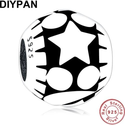 Authentic S925 Sterling Silver Fit Original Pandora Charm Bracelet Silver 925 Star Charm Bead DIY Jewelry Berloque