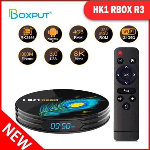2021 HK1 RBOX R3 Android 11.0 RK3566 Dual Wifi 2.4G/5G 8K Ultra HD Media Player Netflix Setup Rockchip RK3566 Android 11 HK1 Box