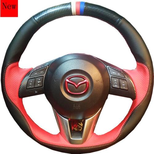 Hand-Stitched Leather Suede Carbon Fibre Car Steering Wheel Cover for Mazda 2/3/6 CX-30 CX-4 CX-5 CX-6 CX-7 Xingcheng Atenza