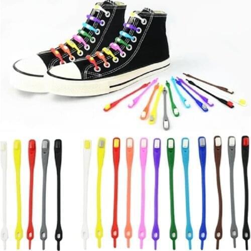 14pcs/pack Lazy Silicone Shoelaces Round Elastic Shoe Laces Special No Tie Rubber For Sneakers Fit Strap Shoes Tools
