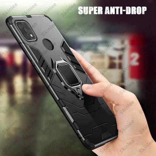 Skinlee For OPPO A15S Case Shockproof Armor Phone Case Holder Finger Ring Magnetism For OPPO A15S Armor Cover