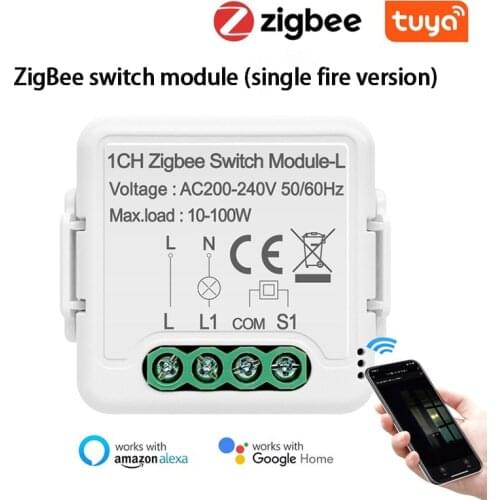 Tuya ZigBee 3.0 Smart Light Switch Module Single Fire 1/2/3 Way Switch Voice Control Smart Life App Works With Alexa Google Home