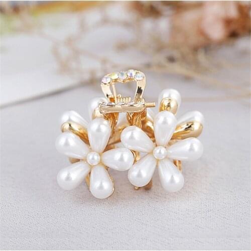 High quality flowers hairpins with pearls hair clips hair jewelry gifts gold-color hair claws crab clip wedding hair accessories