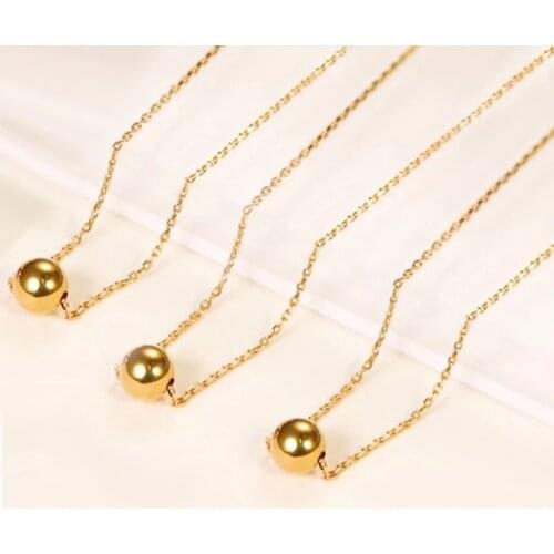 XF800 Real 18K Gold Jewelry Necklace Solid Gold Beads Pendant Pure AU750 For Women Fine Wedding Gift D503