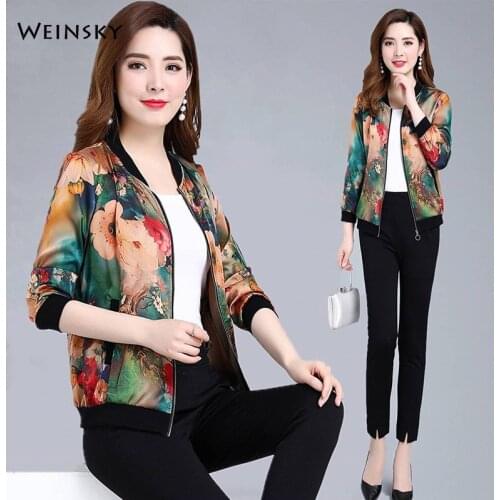 Women Thin Print Baseball Jackets 2019 New Coat Women Jacket Fashion Youth Bomber Jackets Streetwear Baseball Uniform